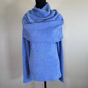 Athleta Pranayama Wrap Cowl Neck Hood Long Sleeve periwinkle blue Women Size S